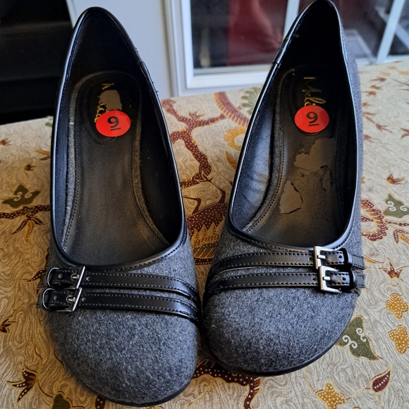 Size 9 Wedge Heels, Grey, PARTY, business, Casual, Black Buckles, Jeans, New - Picture 6 of 10